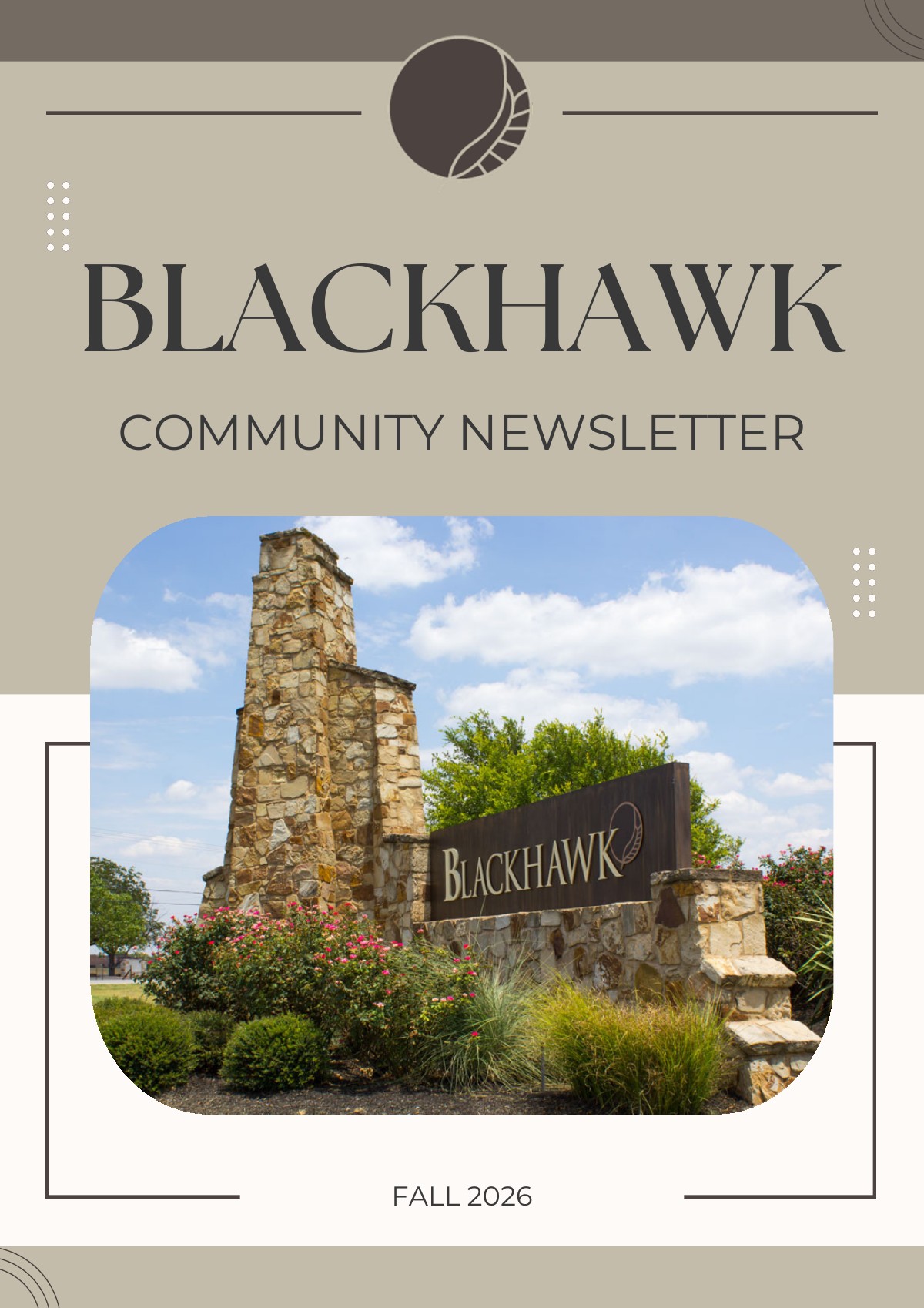 Preview of the Fall 2026 Blackhawk newsletter cover