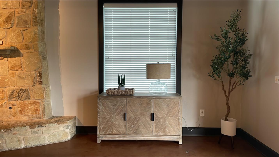 Standard furniture arrangement to the right of the clubhouse fireplace.